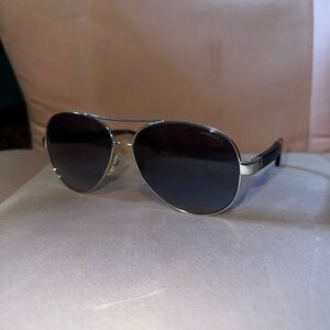 CHANEL black and silver aviator sunglasses